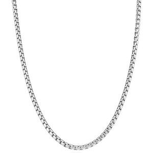 925 Sterling Silver Italian 3.5mm Square Link Round Box Chain Necklace for Women
